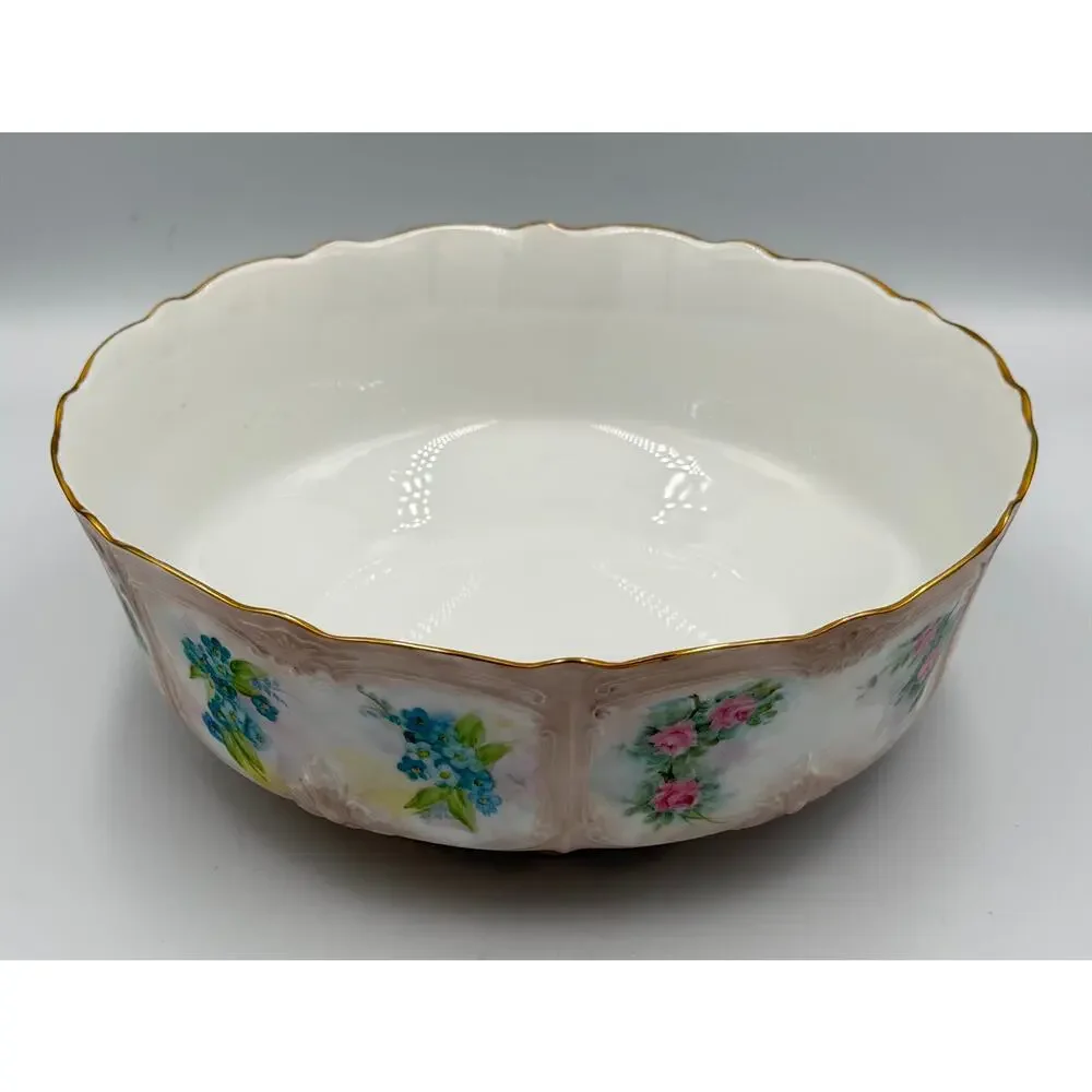 Tirschenreuth Baronesse Bavaria Serving Bowl Hand-painted Roses 24K Gold Trim